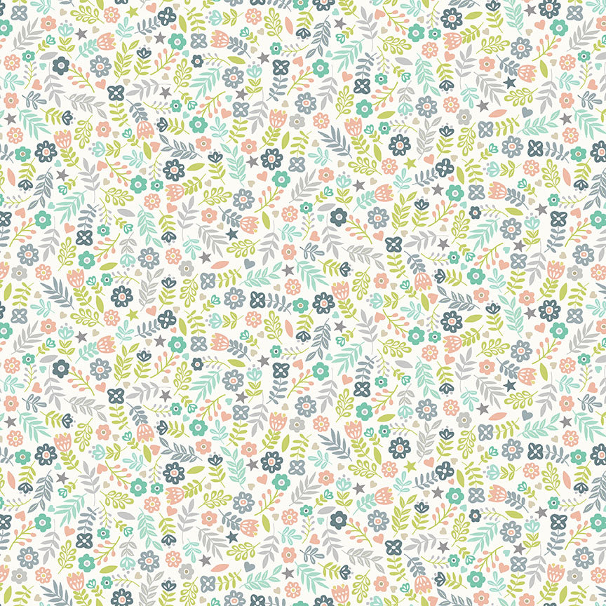 Baby Safari - Floral White - Makower