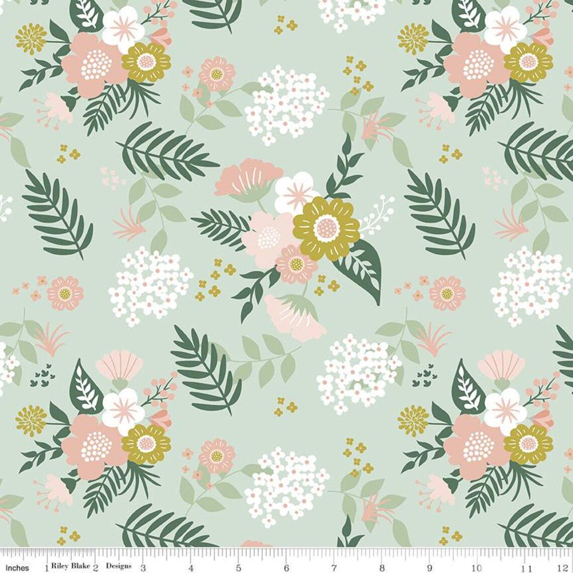 Hibiscus - Floral Aqua - Figo Fabrics