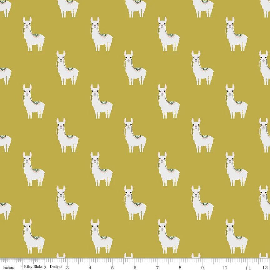 Hibiscus - Lamas Citron - Figo Fabrics