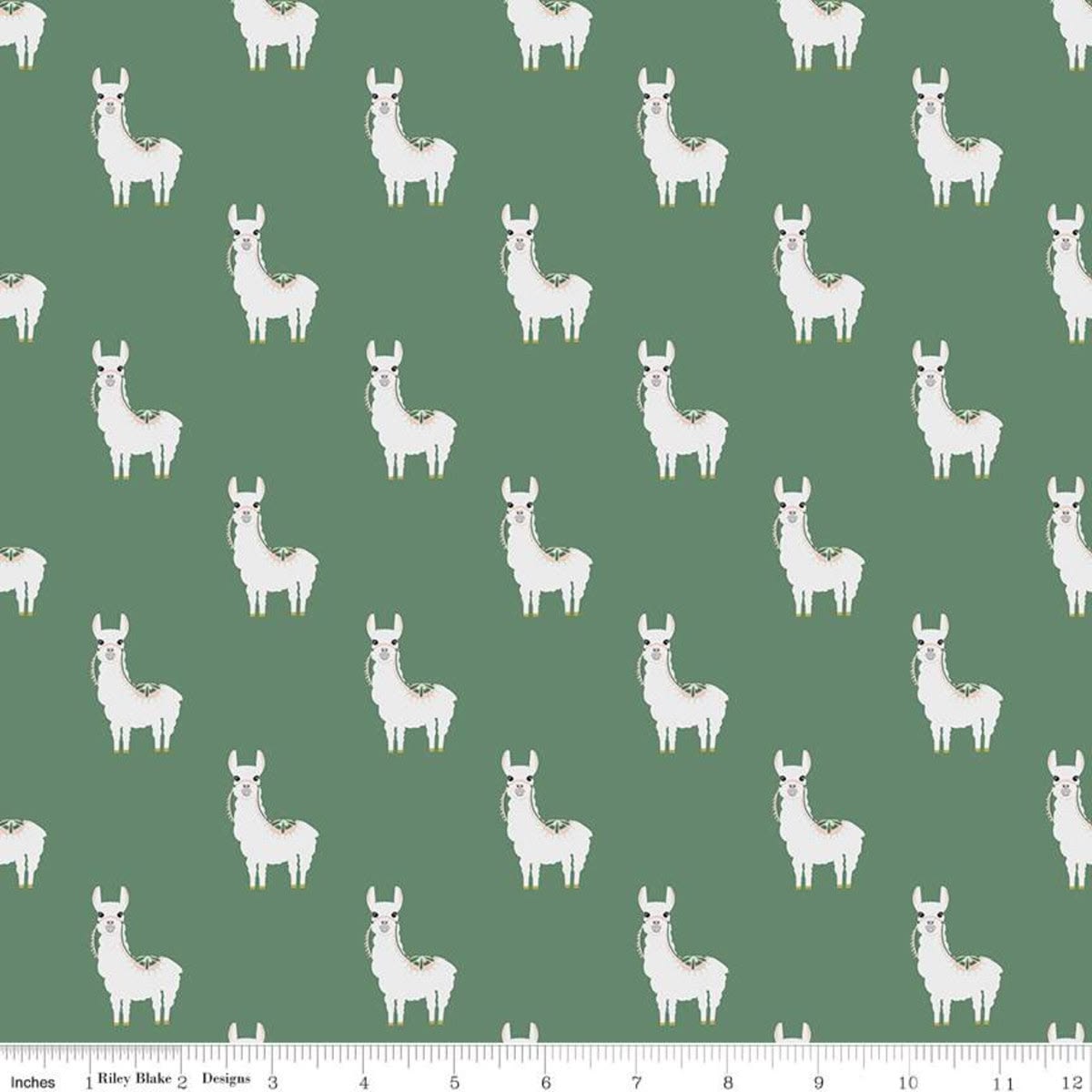 Hibiscus - Lamas Green - Figo Fabrics