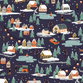 Holiday Classics - Riffle Paper Co - Holiday Village Navy - Cotton + Steel