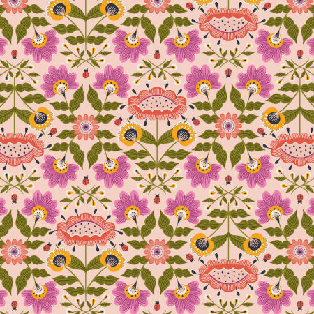 Ladybug Lane - Garden walk Peach - Cotton + Steel