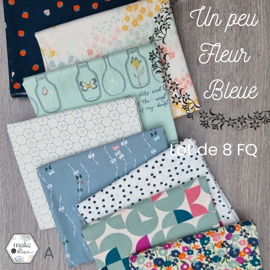 Assortiment de tissus - Un peu Fleur Bleue