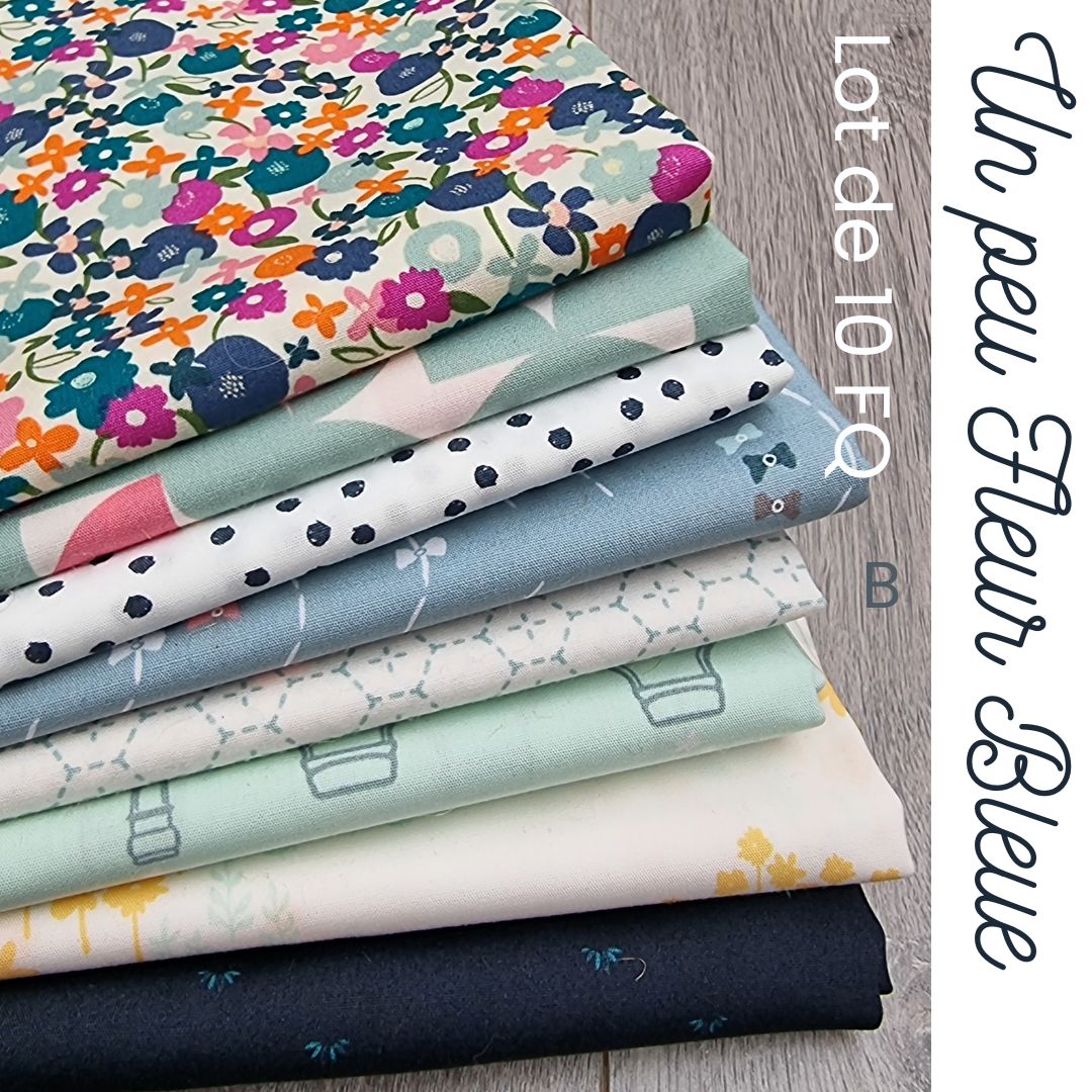 Assortiment de tissus - Un peu Fleur Bleue