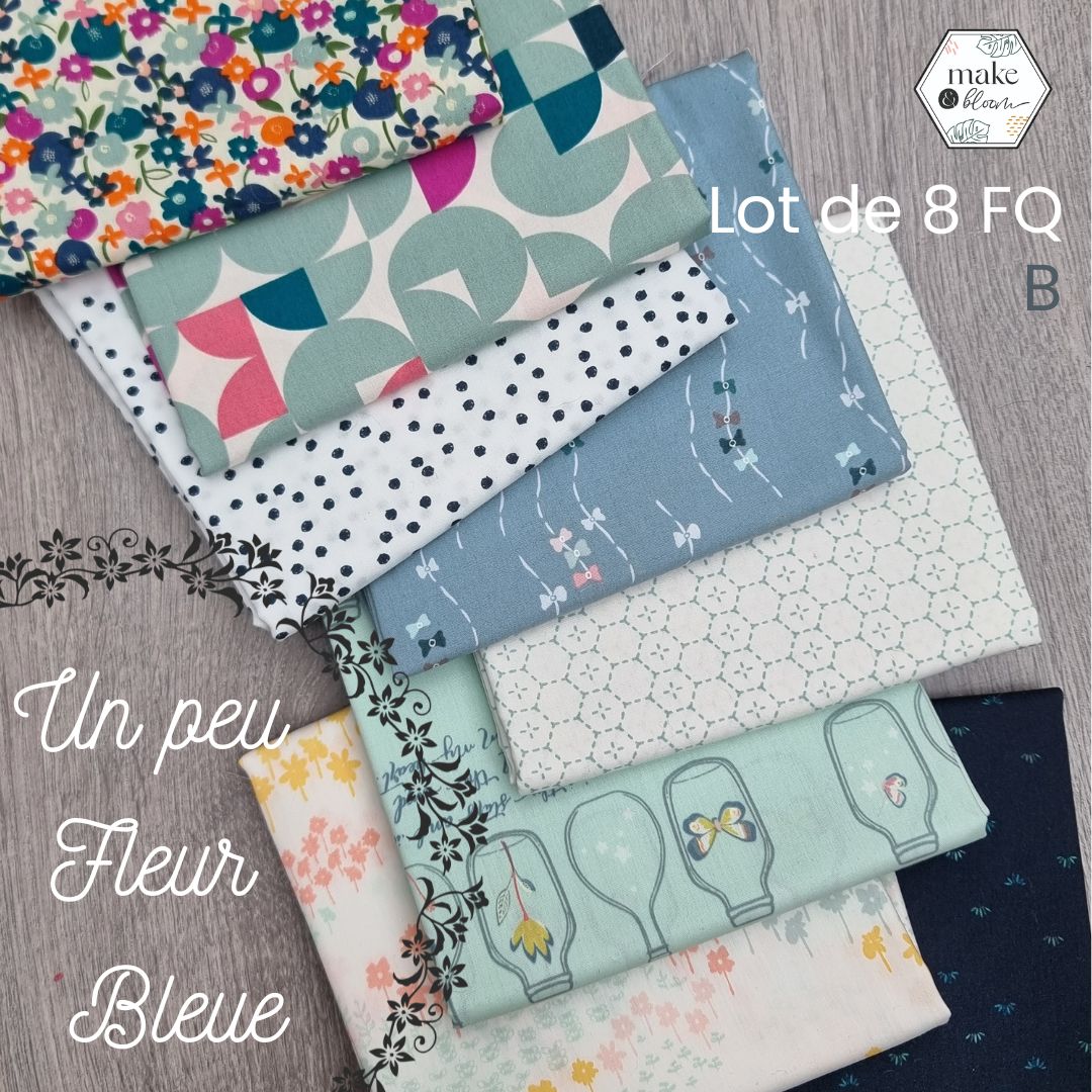 Assortiment de tissus - Un peu Fleur Bleue