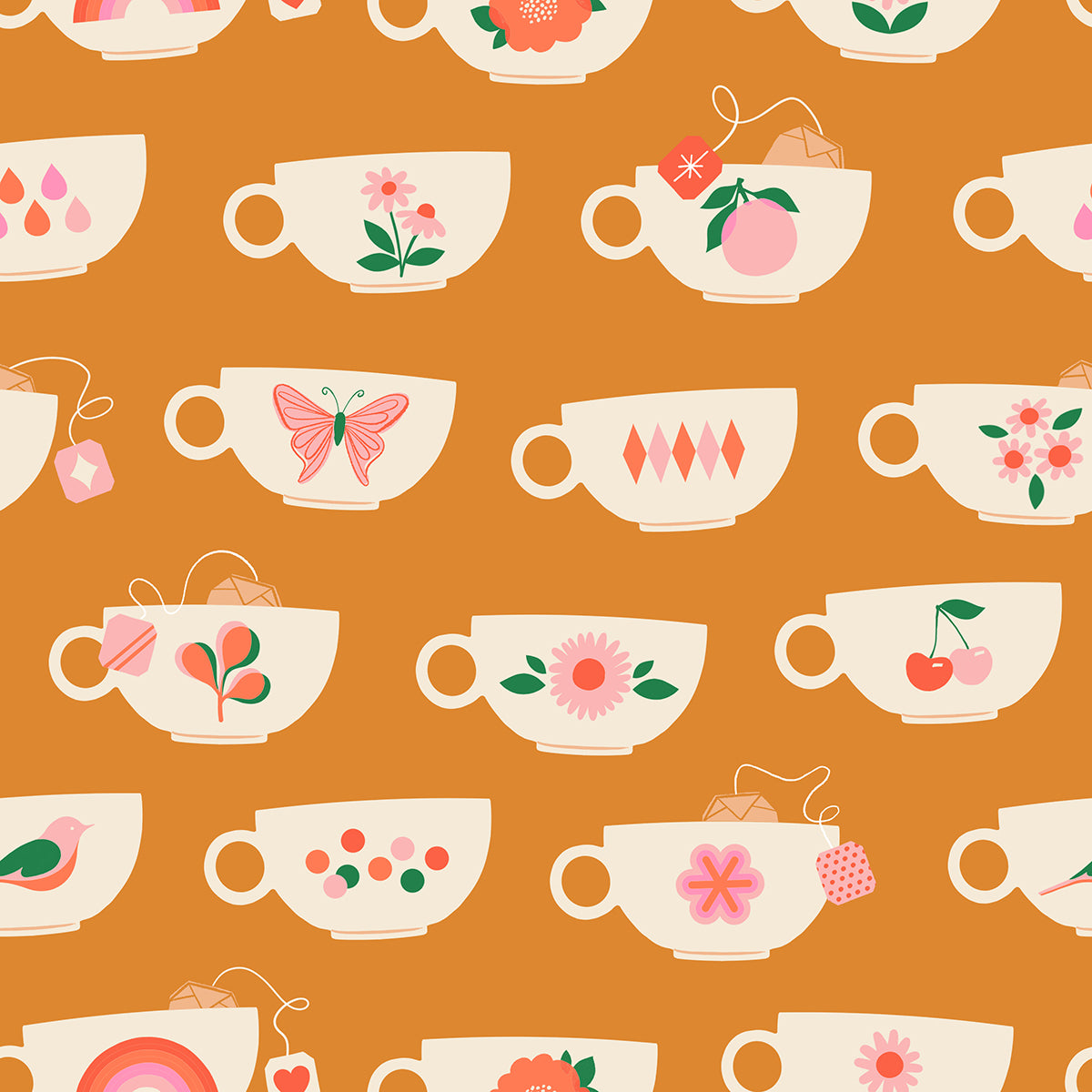 Camellia - Tea Cups Caramel - Ruby Star Society