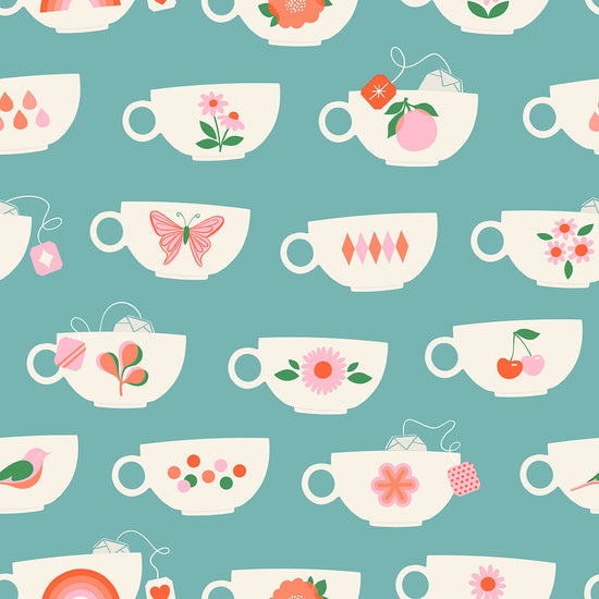 Camellia - Tea Cups Turquoise - Ruby Star Society